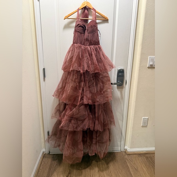 RoseVelvet Romantic Mauve Halter Tulle Tiered Gown Formal Dress size S Preloved - Picture 5 of 8